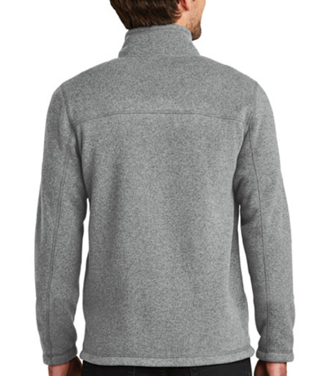 MELANGE GREY FULL SLEEVE FLEECE JACKET - Image 3
