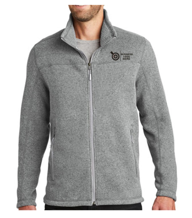 MELANGE GREY FULL SLEEVE FLEECE JACKET