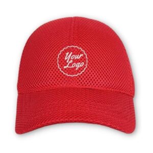CUSTOM LOGO AIRY MESH BASEBALL CAP RED