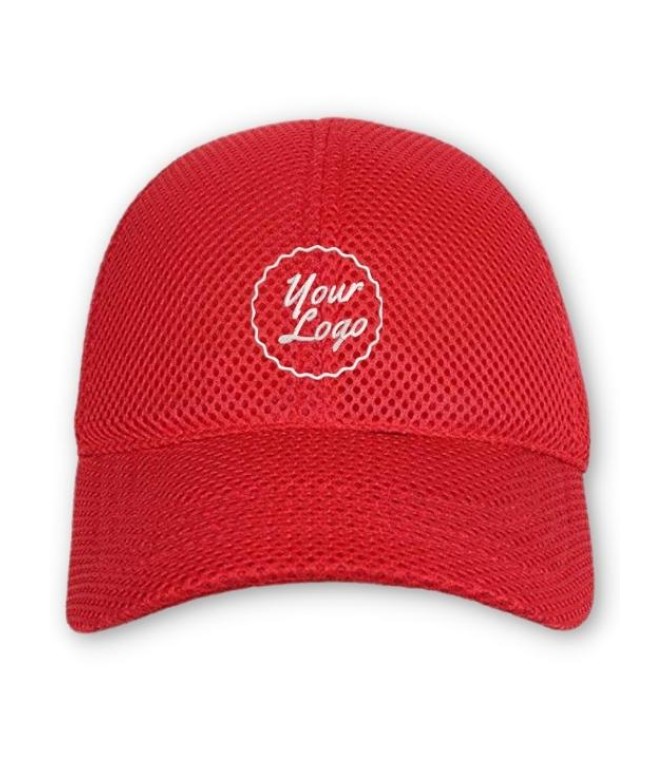 CUSTOM LOGO AIRY MESH BASEBALL CAP RED