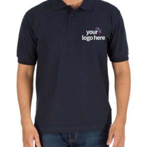 PERSONALIZED POLO COTTON T-SHIRT NAVY BLUE