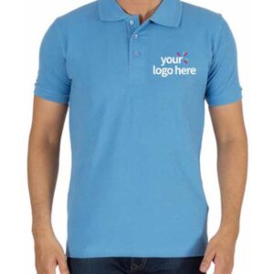 PERSONALIZED POLO COTTON T-SHIRT SKY BLUE